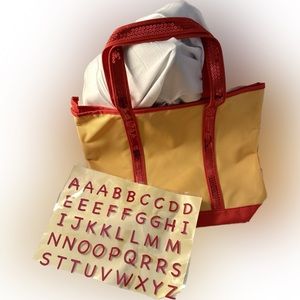 Cute yellow and orange sequin tote bag